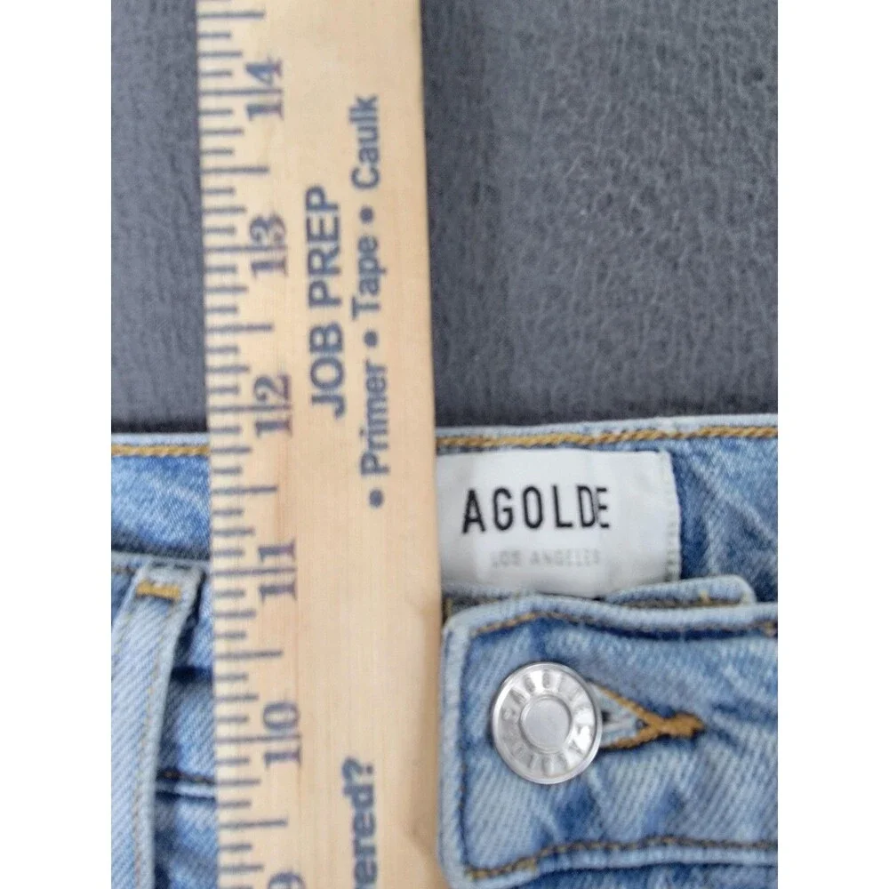 AGOLDE Jeans Womens 25 Light Wash Riley Crop High Rise Straight Leg Button Fly‎